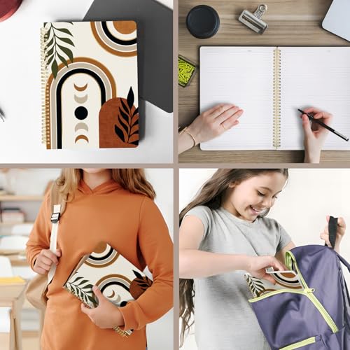 Cute Spiral Notebook journal A4 Aesthetic Pretty Design for Women Girls Kawaii with Pocket, 8.5 x 11 inch, Lined, Moon Boho - color: Moon Boho, style: Lined