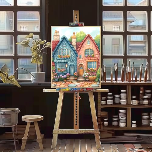 Natuyalo Paint by Numbers Kit for Adults Beginner, Lovely House Adult Paint by Number Kits on Canvas, DIY Acrylic Easy Painting by Numbers for Home Wall Decor 16x20 inch (Without Frame) - color: Color-05
