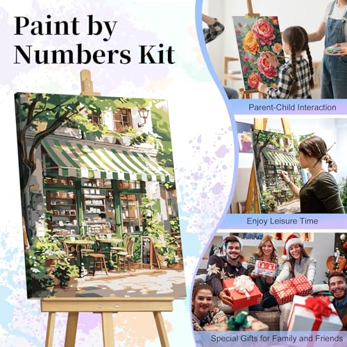 Paint by Numbers Kit for Adults, Cozy Café Number Painting Canvas Kit - color: Cafe-1