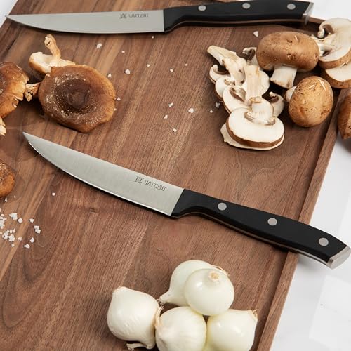 Yatoshi 15 Piece Black Knife Block Set - Pro Kitchen Knife Set Ultra Sharp High Carbon Stainless Steel with Ergonomic Handle - color: Black, size: 15-Piece