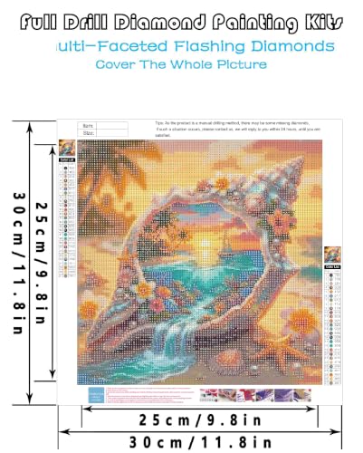 askkqtx Beach Diamond Art Kits for Adults 14x14 Inch | Tropical Seaside Diamond Painting Kit for Beginners, DIY 5D Round Full Drill Crystal Rhinestone Dots Gem Art Craft Home Decor - color: G9898