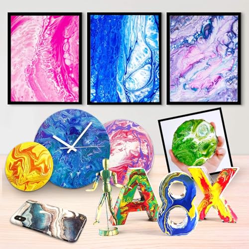 Shuttle Art Acrylic Pouring Paint, Set of 36 Bottles (2 oz/60ml) Pre-Mixed High-Flow Pouring Supplies with Canvas, Silicone Oil, Measuring Cups, Tablecloths, Complete Paint Pouring Kit - color: 36 Colors