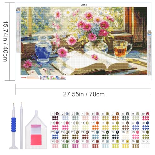 YOYA Large Diamond Art Kits for Adults, Flowers, 27.5 x 15.7 Inch - color: Flowers 017