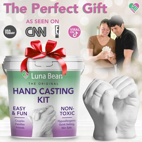 Luna Bean Hand Casting Kit - Couples, Wedding, Hand Mold | Highly detailed, easy to use, fun activity for making memories; gifts for women, special occasions, milestones, and family - size: Couples Large