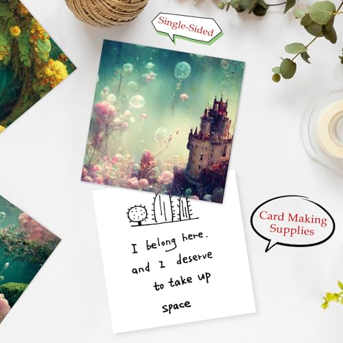Scrapbook Paper, 24 Sheets 6"×6" 160gsm Single-Sided Patterned Cardstock | Vintage Decopodge Scrapbook Supplies, Junk Journal Decorative Crafts DIY Album Card Making Art Journaling.Underwater Castle - color: 24 sheets-underwater castle