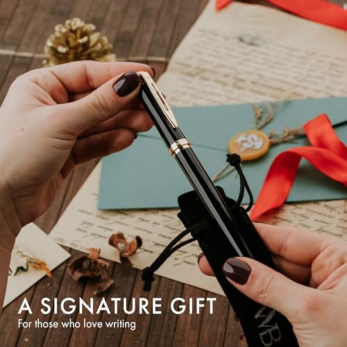 Wordsworth & Black Luxury Fountain Pen Set for Writing, Medium Nib, Black - color: Black Gold, style: Medium Nib