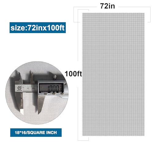 NeatiEase Window Screen Roll, 72"x100' Adjustable Flexible Fiberglass Screen Door Mesh - DIY Replacement Kit for Patio Porch Door Windows and Sliding Screen Doors(Black) - color: Black, size: 72in(W)x100ft(L)