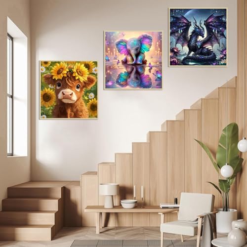 9 Pack Diamond Art Kits for Adults, Animals Diamond Painting Kits 12x12inch | Cute Animals Diamond Art Painting Kits for Adults Beginners, DIY Round Full Drill Gem Art Diamonds Dots Crafts Kit Home Decor - color: 9 Pack Animals, size: 11.8x11.8in(30x30cm)