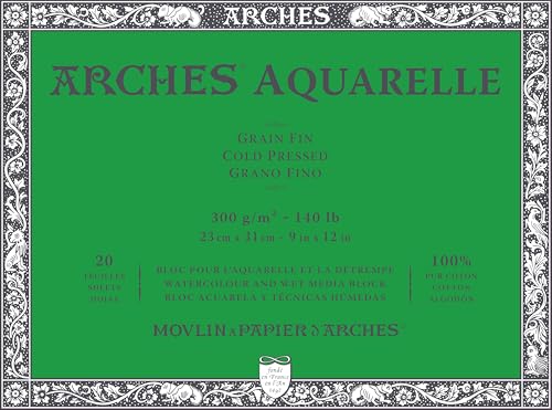 Arches Watercolor Paper Block 140 lb. Cold Press 9x12"