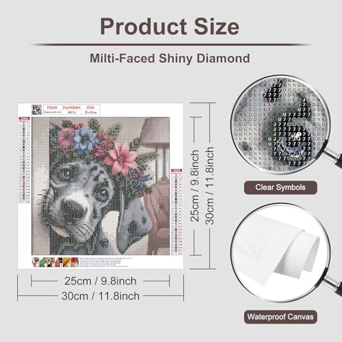 Anuver Diamond Painting Kits for Adults Dog, Round Diamond Art Kits for Beginners, 5D DIY Full Drill Crystal Gem Painting Kits for Home Wall Decor 12x12Inch, Animal