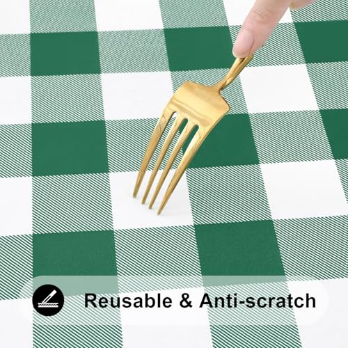 Smiry 4 Foot Picnic Table Cloth, Flannel Backed Fitted Vinyl tablecloths | Waterproof Elastic Rectangle Tablecloth ,Buffalo Plaid Table Covers for Dining, Camping (Emerald Green and White, 24" x 48") - color: Emerald Green and White, size: 48" x 24" (Rect