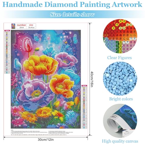 MAXBYE Diamond Art Kits for Adults, Glowing Flower 5D Full Drill Diamond Painting Kit for Beginners, DIY Gem Art Craft for Home Wall Decor, Girls Birthday Presents 12x16in - color: ZD064
