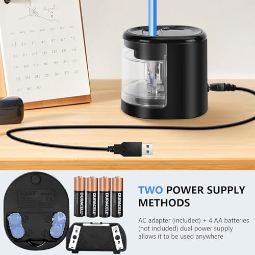 Electric Pencil Sharpener, Double Hole (Black) - color: Black