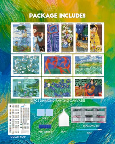 forever young Masterpiece Series Small Diamond Art Kits, 5x7 Inch Canvas | 12 PCS DIY square diamond painting kits for beginners and adults, perfect for collecting, display & relaxing stress relief. - color: Masterpiece Series