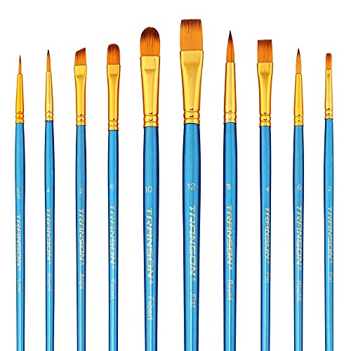 Transon 20pcs Bulk Artist Paint Brush Set for Acrylic Watercolor Gouache Hobby Craft Face Painting Blue - color: Blue