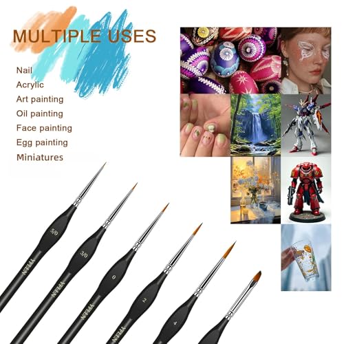 6Pcs Miniature Paint Brushes Set with Triangular Handles - for Acrylics, Oils, Watercolors & Paint by Number, Figurine(2PACK)(Black) - size: 12PCS