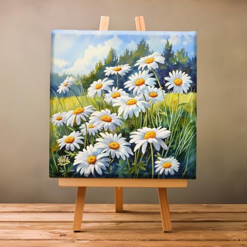 Natuyalo Framed Paint by Numbers for Adults - White Daisies DIY Adult Paint by Number Kits Flowers Acrylic Painting by Numbers for Beginners Art Craft Kits for Adults (12x12 Inch, Framed) - color: Color-03