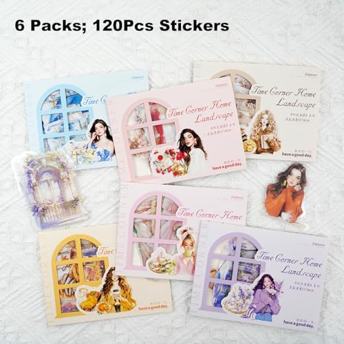 120 Pcs Cozy Room Stickers for Scrapbooking and Journaling - color: Corner of Time