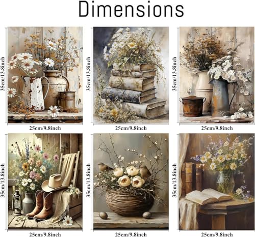 AOSGEDY 6 Pack Paint by Numbers Kit for Adults Beginner, Vintage Flower Adult Paint by Number Kits on Canvas, Flowers DIY Acrylic Oil Painting by Numbers Kits, Perfect for Home Decor 10 X 14 Inch - color: MT22852-MT22857-US