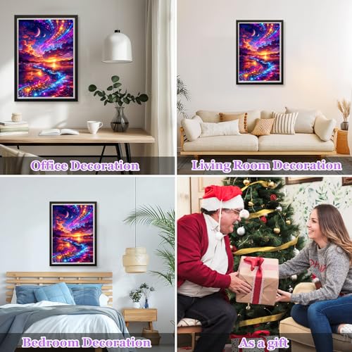 MAXBYE Diamond Art Kits for Adults, River of Light Bedazzling Dot Painting for Adults,5D Full Drill Gem Art Painting Kit, Easy DIY Craft for Stress Relief 12x16in - color: ZD063