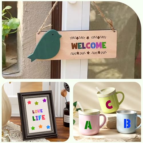 80Pcs Letter Stencils Reusable Alphabet and Number Stencil,1Inch&2Inch | Small Stencil Letters for Crafts,Letter Drawing Stencils,on Wall,DIY Art Project,Rock,Fabric,Chalkboard - size: 1Inch&2Inch