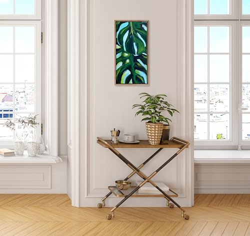 Kate and Laurel Sylvie Blank Framed Canvas Wall Art; 14x26.5 Gold Beaded; Modern Empty Canvas for Paint-Your-Own Art; Ready to Paint Premium Canvas Already Framed - color: Sylvie Beaded Dark Gold