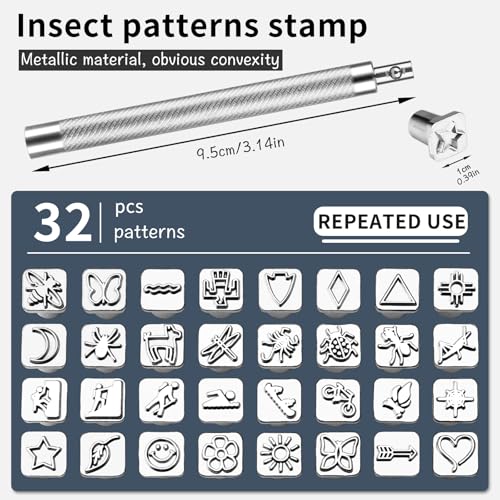 33 PCS Leather Stamping Tools, Leather Stamps Kit for Leather Working - size: 33 PCS
