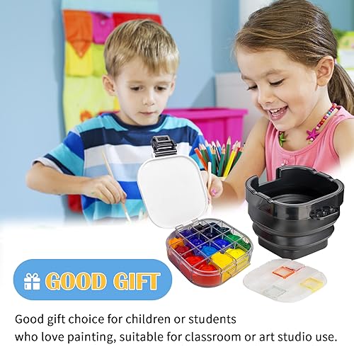 Falling in Art 16 Wells Airtight Paint Palette with Lid, Black - color: Black