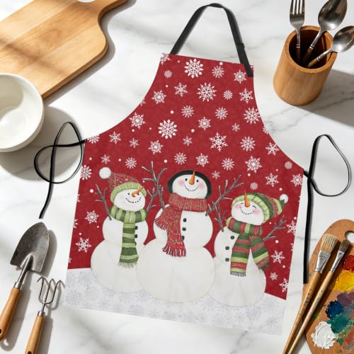 Imiss Waterproof Stain-Resistant Cooking Chef Aprons for Grill BBQ Baking 27 X 31 Inch - color: Red Snowman