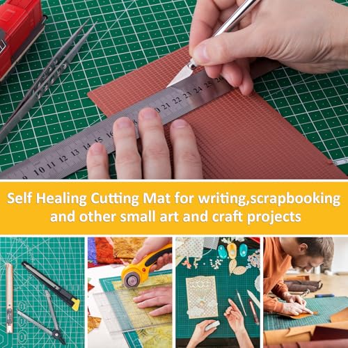 2 Pcs Large Cutting Mat Self Healing,Double Sided,Grid Line And Angles Help To Cut Precisely,Craft Mats for Scrapbooking, Quilting, Sewing and All Arts,Non Slip & Easy Clean ((A3 & A4 Green) - color: Green