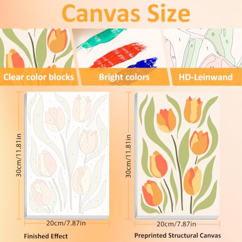 Mandun 3 Pack Paint by Numbers Kit for Adults with Frame, Easy Flower Paint by Numbers, Adult Gift Craft Kits 7.8x11.8 Inch with Frame and Easel - color: 3 Pack Simple Flowers