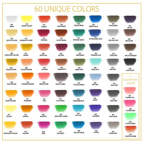 Artecho 66pcs Soft Pastels, 64 Colors | 4 Fluorescent Colors, Extra Free Black & White, Square Chalk, For Drawing, Blending, Layering, Shading - style: 64 colors short
