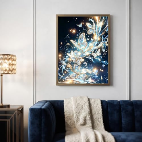 Butterfly Diamond Art Kits for Adults Diamond Painting Butterfly Wall Decor | Butterflies Diamond Painting Kit Gem Art Funny Birthday Gifts for Women Round Drill Diamond Painting Home Decor 12x16Inch - color: Butterfly