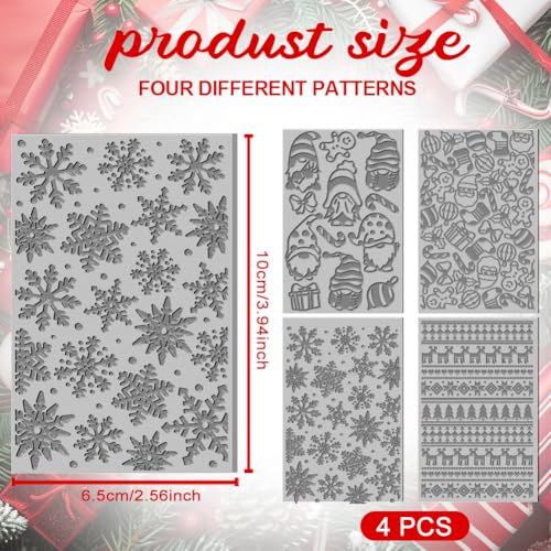 4PCS Christmas Polymer Clay Texture Sheets Set for Using with Clay Cutters, Snowflake Clay Texture Mats, Jewelry Making DIY Christmas Craft Tools - style: Christmas Theme-4pcs