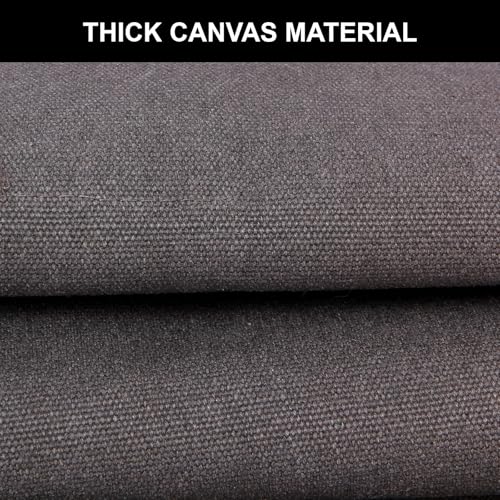 Men's Canvas Tool Apron, Heavy Duty Multi-Pocket Work Apron for Woodworking Gardening Bartender Adjustable Straps - color: Grey