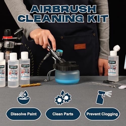 X ARTY HUB Airbrush Cleaning Kit, 32.4 fl oz Cleaner, Cleaning Pot & Tools - size: Airbrush Cleaning Kit with 32.4 fl oz Cleaner