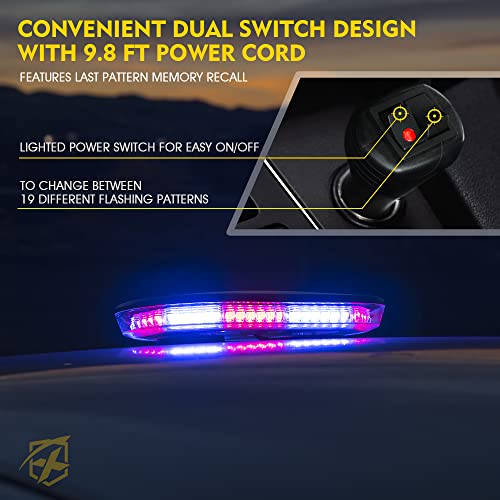 Xprite COB LED Rooftop Strobe Light Bar, Super Bright 19 Adjustable Lighting Modes with Magnetic Base for Construction Vehicles Tow Trucks Snowplow, Multi Color - color: Multi Color