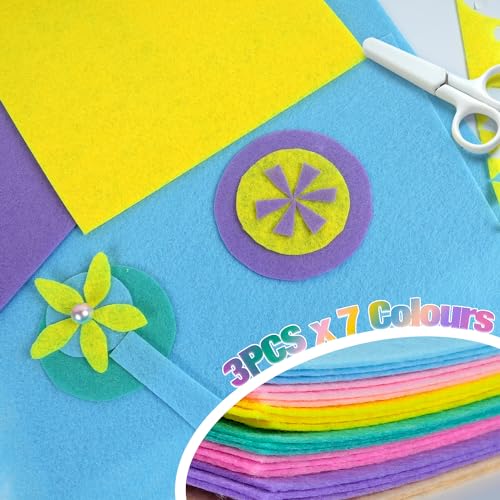 Felt Fabric Sheets 8 x 12 Inches, 21 PCS Pastel Felt Sheets for Crafts, Assorted Colors Felt Sheets Bulk, Soft Felt Paper for Sewing Needle Felting Patchwork Embroidery Party Decoration - color: Pastel