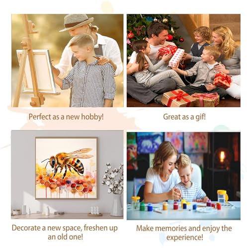 Artunion Framed Paint by Numbers Kit for Adults Beginners & Kids Ages 8-12,Bee Paint by Number with Frame,Watercolor Paint by Numbers Kit on Canvas 10 * 10 Inch Without Easel - color: ZXT-400-F