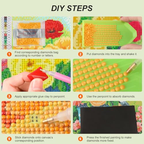 WSLWXSHM Diamond Painting Kits for Adults Chicken, Animal Round Full Drill Diamond Art Kits, 5D DIY Paint with Diamonds Crafts for Home Wall Decoration Gifts 12×12Inch
