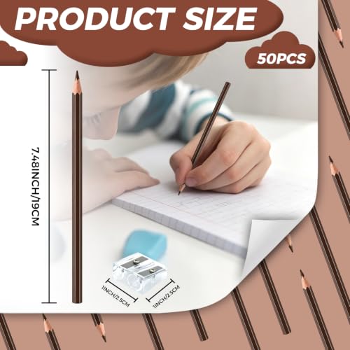 50 PCS Brown Colored Pencils, Pre-sharpened Professional Wooden Art Pencils Set for Artists Painting | Premium Drawing Sketching Supplies - color: brown