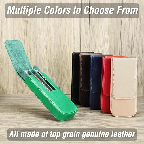 Top Grain Genuine Leather 3 Fountain Pen/Pencil Tray Case Holder, Solid Fashion Design, Handmade, Magnetic Closing with Drawer Design, Gift Choice for Man/Woman/Office, Glossy Blue, 3 Slots - color: Glossy Blue, size: 3 Slots -【Magnetic Closure】