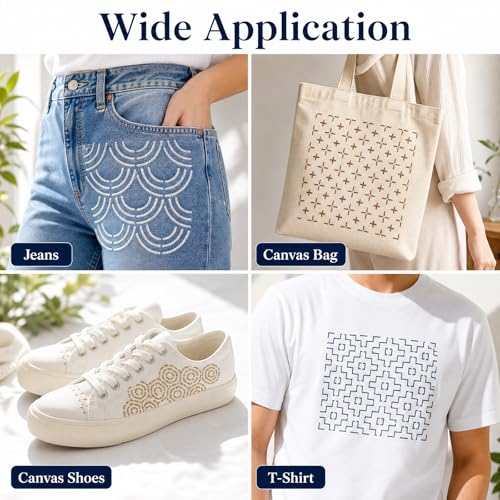 25 Pcs Sashiko Stencil, 4.7 X 4.7 Inch Plastic Sashiko Template Geometric Embroidery Patterns, Fabric Embroidery Stencils Quilting Templates Drawing Line for Hand Quilting Mending Supplies