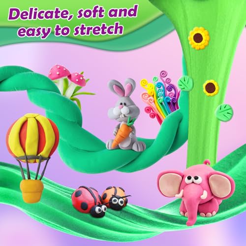 Air Dry Clay, 72 Colors Modeling Magic Clay for Kids | Includes Tools, Soft & Ultra Light, Ages 3-8+ Years, Boys & Girls - color: 72 Colors