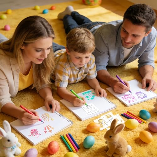 72 PCS 3x3 Inch Easter Stencils for Painting - Reusable Easter Templates Chicks Eggs Bunny Farm Spring Painting Templates on Wood, Glass, Fabric, Window Door Decor DIY Decoration - style: 72PCS Easter