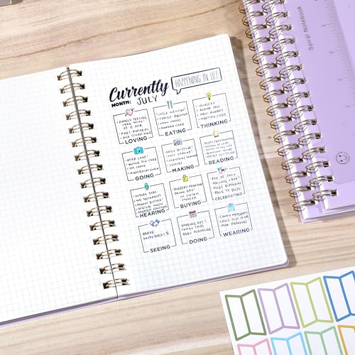 Yoment Graph Paper Spiral Notebook A5 Graphing Notebook 160 Pages | Graph Paper Notebook Spiral Bound Waterproof Plastic Hardcover Spiral Journal 5x7 Grid Notebooks for Note Taking,Purple - color: Purple, style: A - Graph - A5