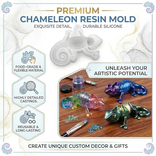3D Chameleon Epoxy Resin Molds, Deep Lizard Animal Silicone Molds Reusable - color: Chameleon Resin Molds