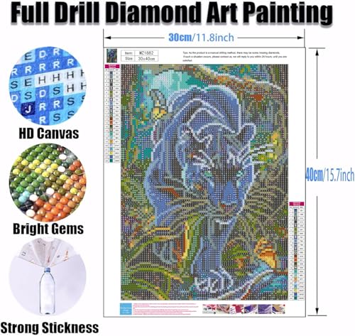 Ekuxom 3 Pack Diamond Art Kits for Adults-Wild Animals Diamond Painting | DIY Full Round Drill Gem Art Painting Kits for Home Wall Decor 12x16 inch (Tiger Panther and Leopard) - color: Wild Animals