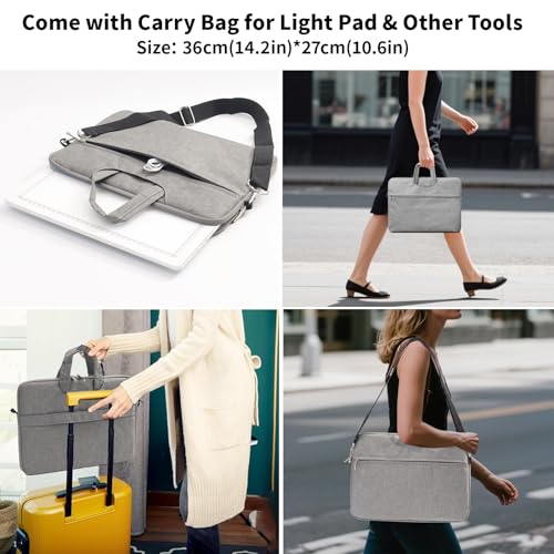 TOHETO Rechargeable A4 Light Board with Stand, Bag, Super Bright Magnetic Light Pad with Side Buttons, Wireless Light Box for Tracing and Drawing, Cordless Light Table for Diamond Painting, Sketching - color: White, size: A4 with Stand and Bag