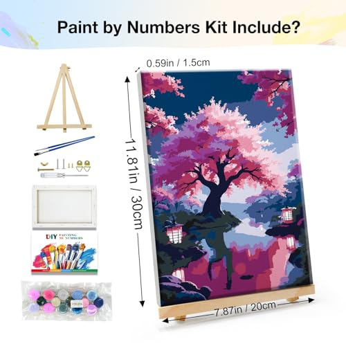 JOOZ Framed Paint by Numbers Kit for Adults Cherry Blossom Tree 8x12 Inch - color: Cherry Blossom Tree 053